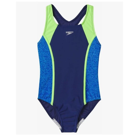 Speedo Youth Girls S (7/8) Racerback Sport Splice One Piece Swimsuit Blue Green - Picture 3 of 7